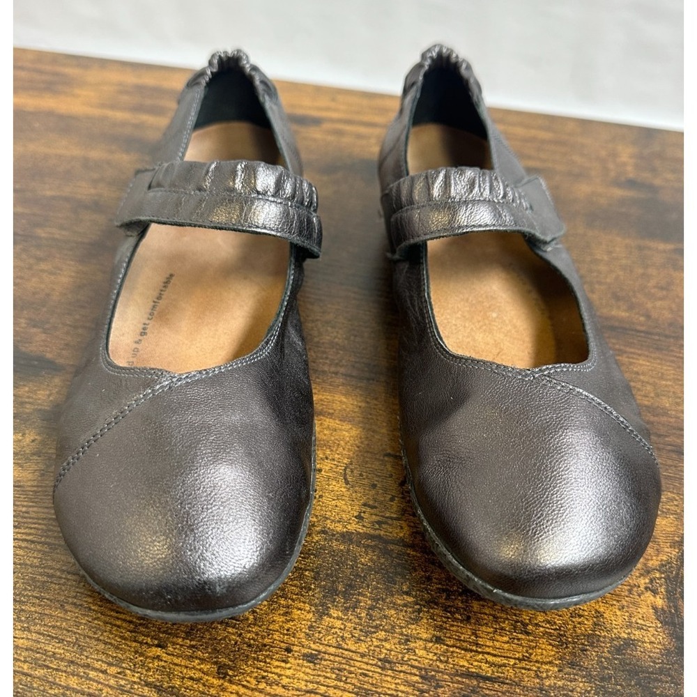 Taos Mary Jane Flats Metallic Leather Comfort Shoe Sz 39 US 8 8.5 Office Travel - Picture 6 of 13